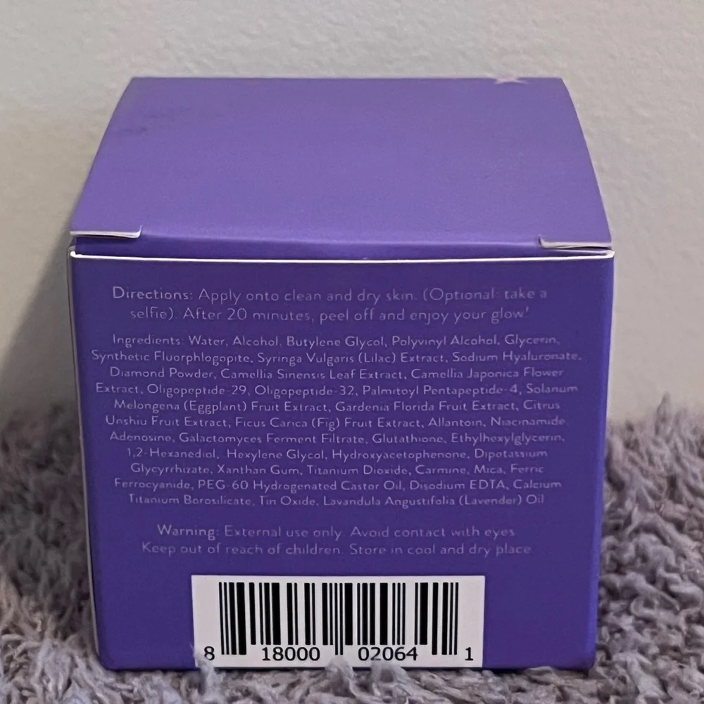 Care Peach Slices Lilac Crystal Brightening Shimmer Peel-Off Mask NEW